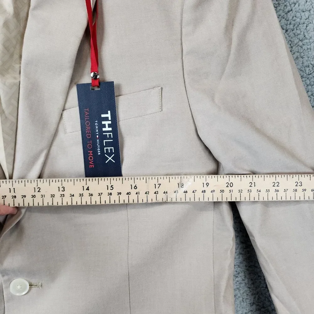 Tommy Hilfiger ThFlex Stretch Chambray Suit Separate Jacket Men's 42 Tan Notched - Picture 9 of 14